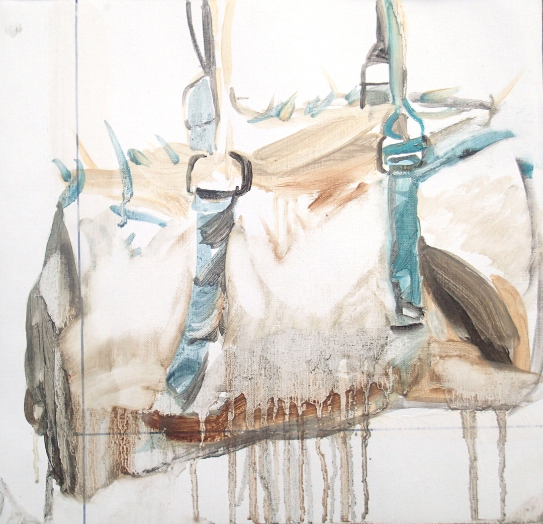 Emergency Suitcase (2022); oil on canvas; 28x27cm