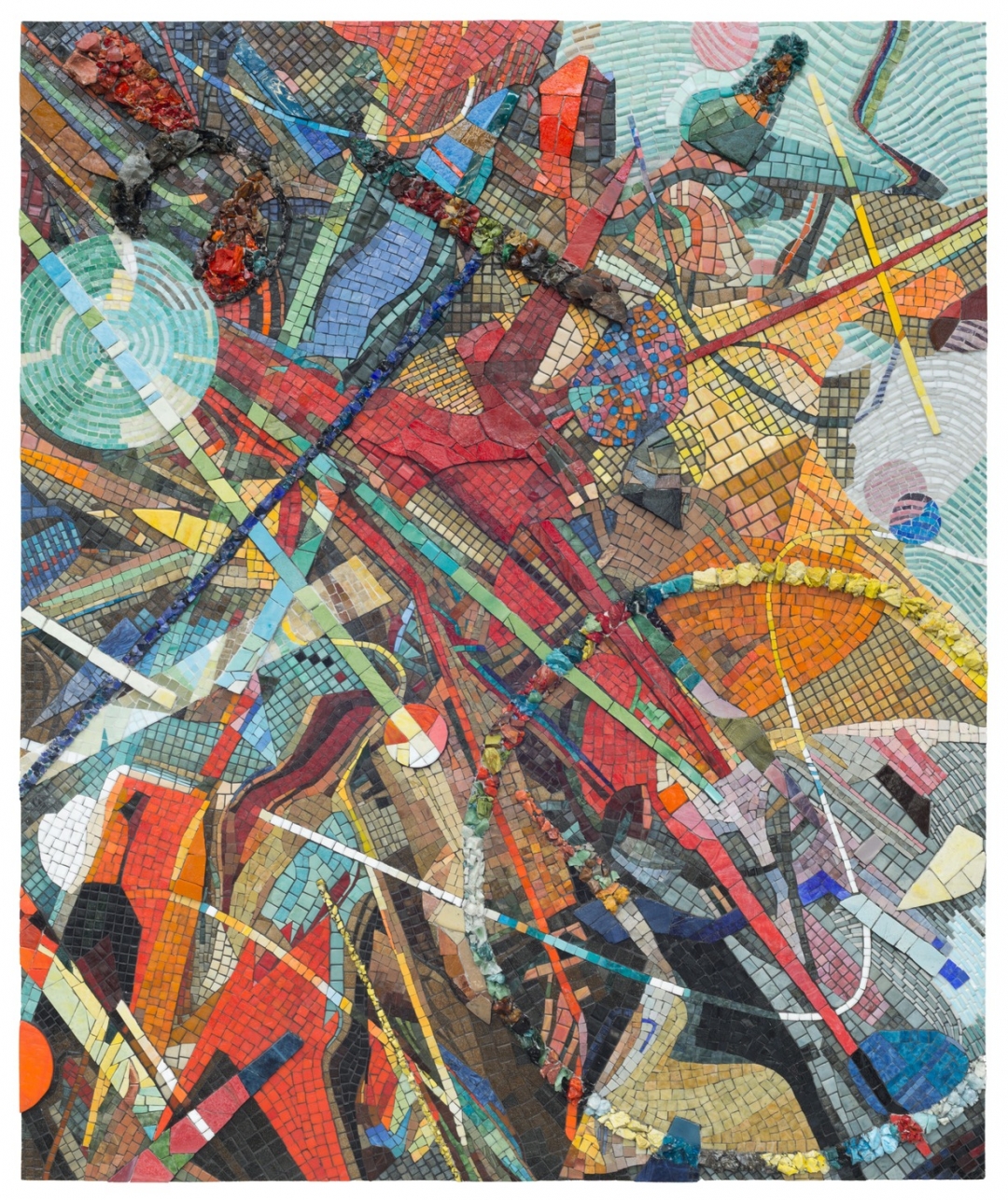 Territorio (2025), glass Mosaic, mixed media; 150x125cm. Ph. courtesy the artist and Galleria Macca