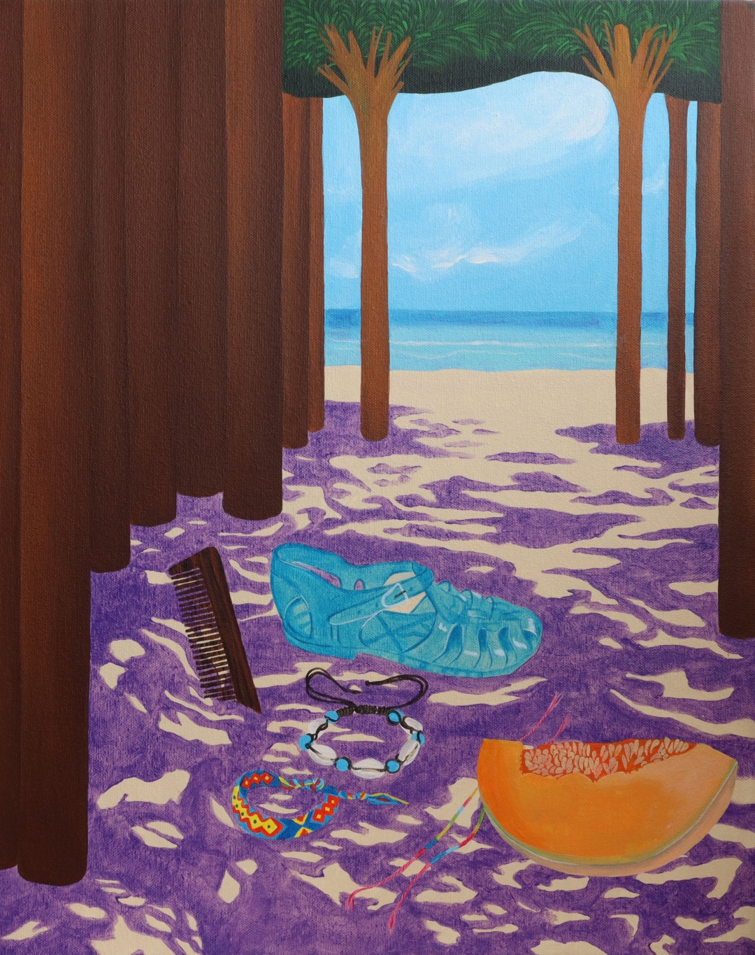 Una spiaggia solitaria (2021); acrylic on canvas; 40x50cm